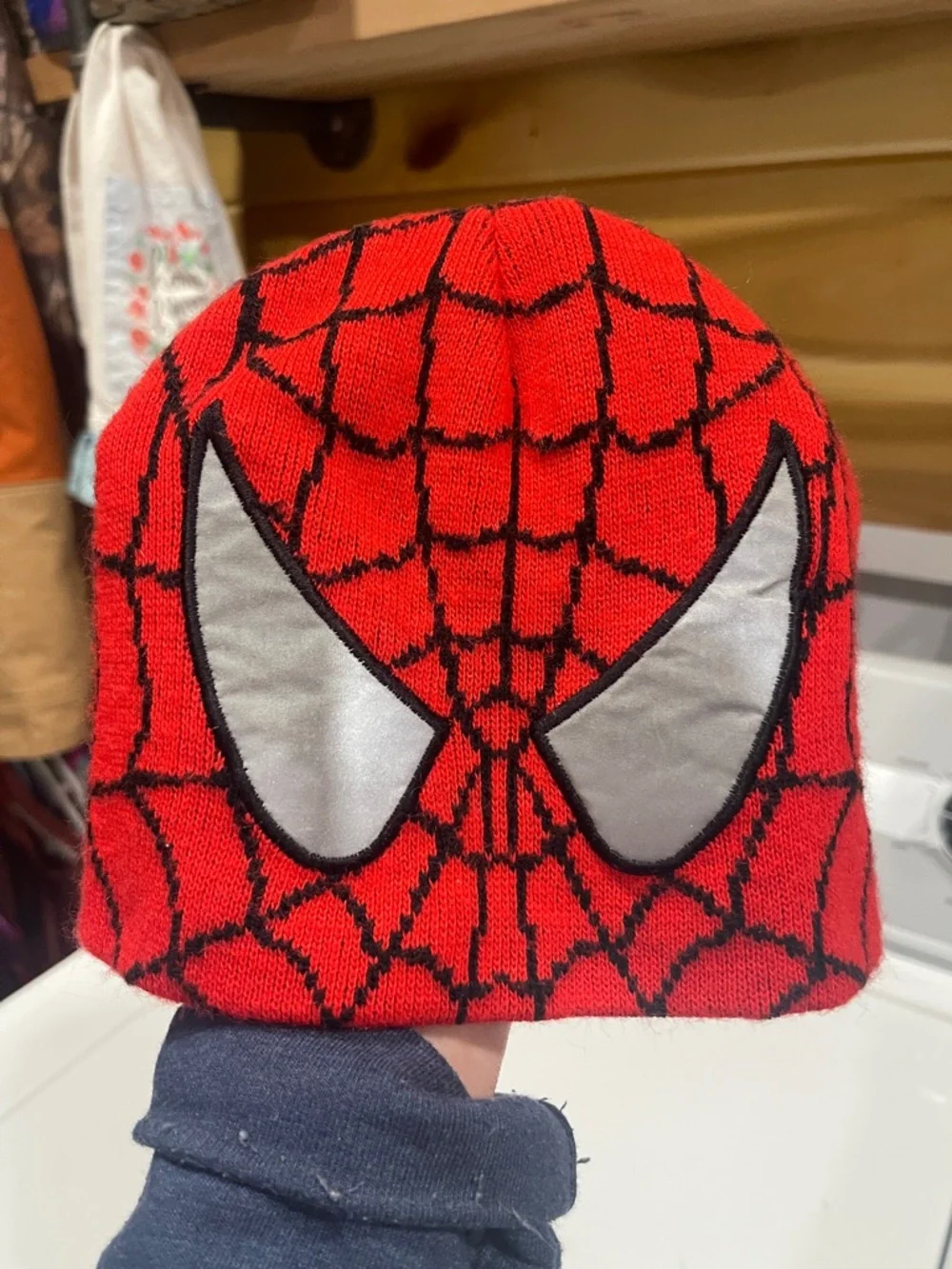 Marvel Red & Black Spider-Web Knit Beanie with Silver Eyes - Picture 3 of 4